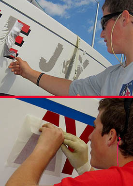 Changing vinyl letters,Vee Jay J/80, Newport, RI